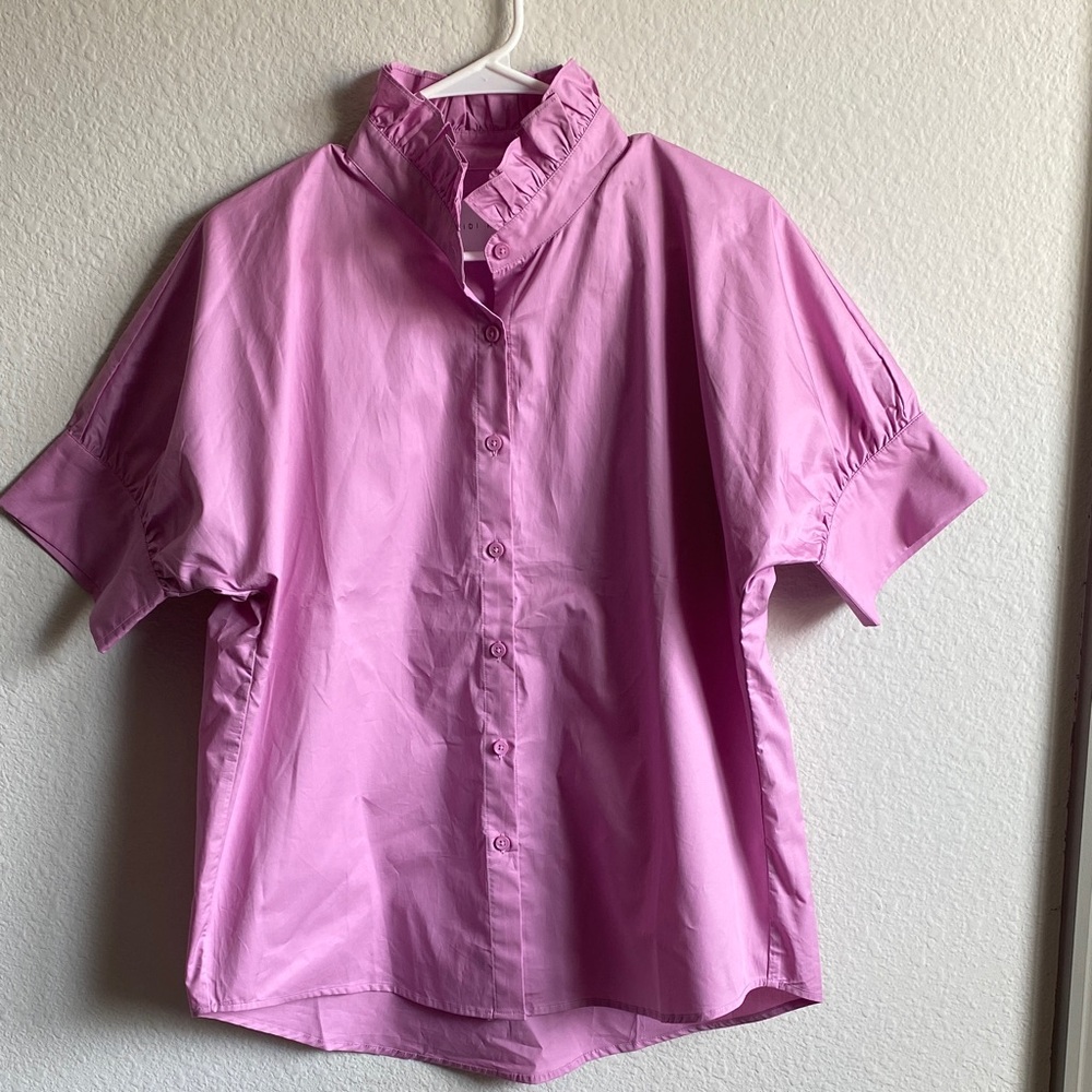 Heidi Houston Lavender Ruffled Blouse-Dress shirt
